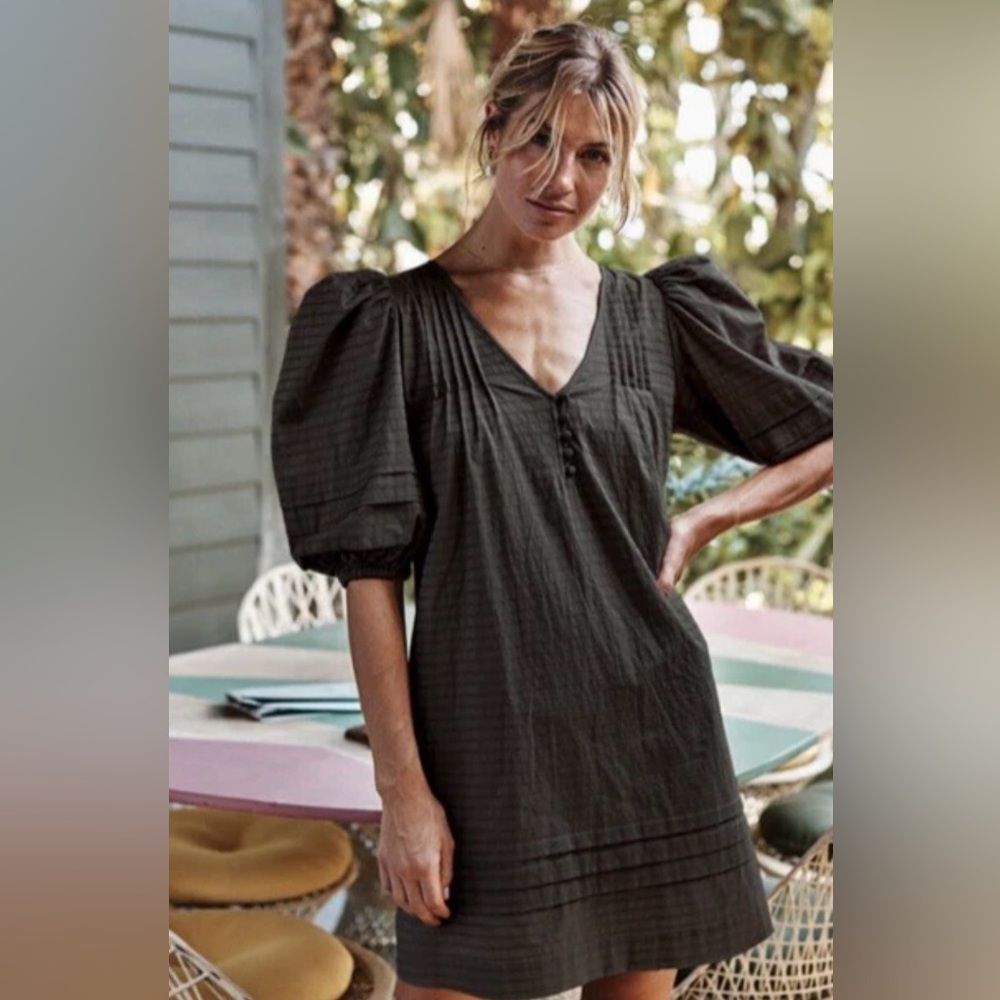 Summersalt The Cotton Pintuck Dress Womens Size Small Black Classic Comfort